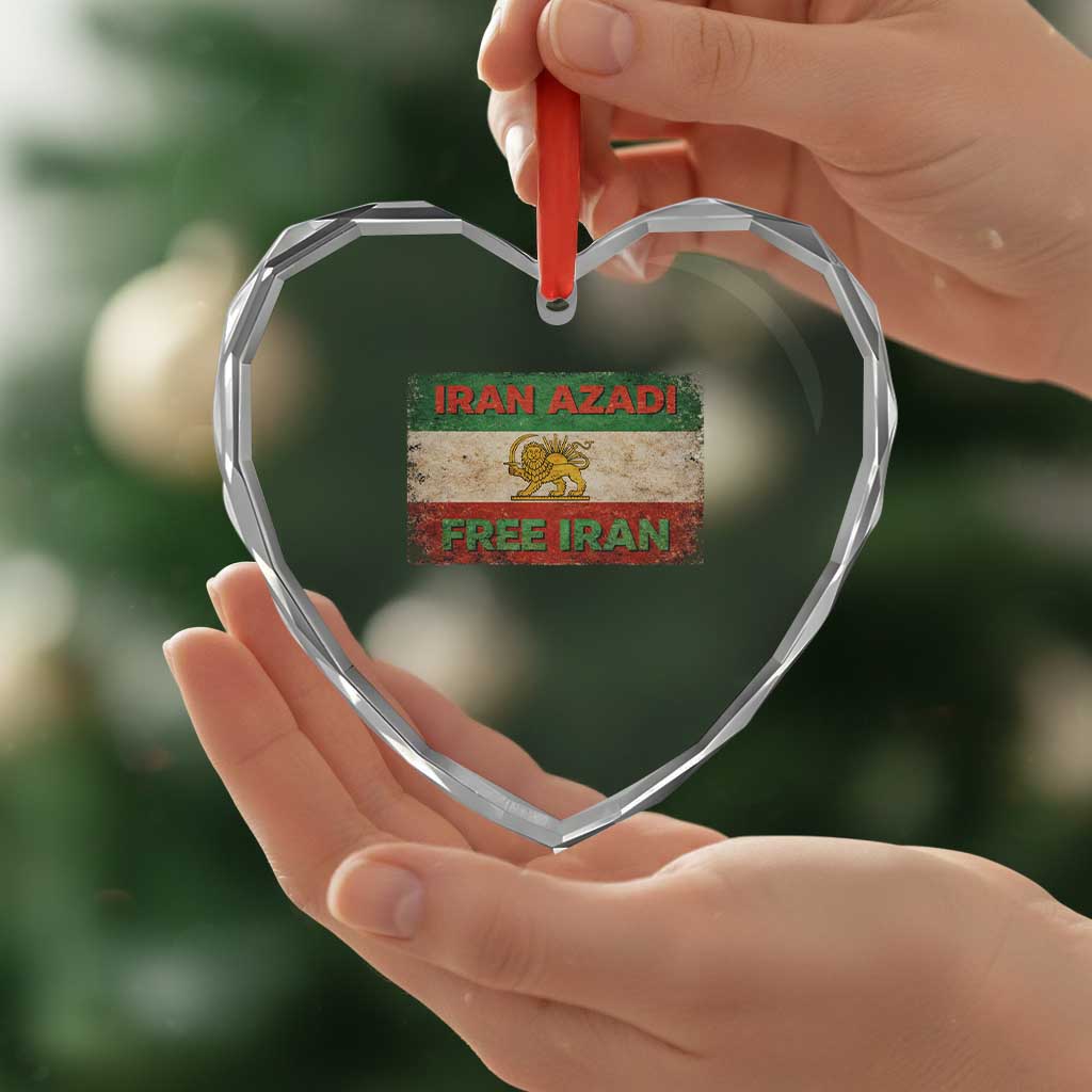 Iran Azadi Lion Sun Sword Flag Free Iran Revolution Heart Crystal Glass Ornament TS11 Print Your Wear