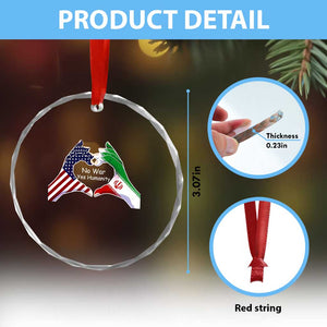 Iran Crystal Glass Ornament No War Yes Hummanity Persian American Flag Heart Political Statement TS10 Print Your Wear