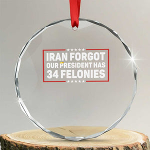 Iran Forgot Our President Has 34 Felonies Crystal Glass Ornament Political Protest TS12 Transparent Glass 3'' Circle Print Your Wear