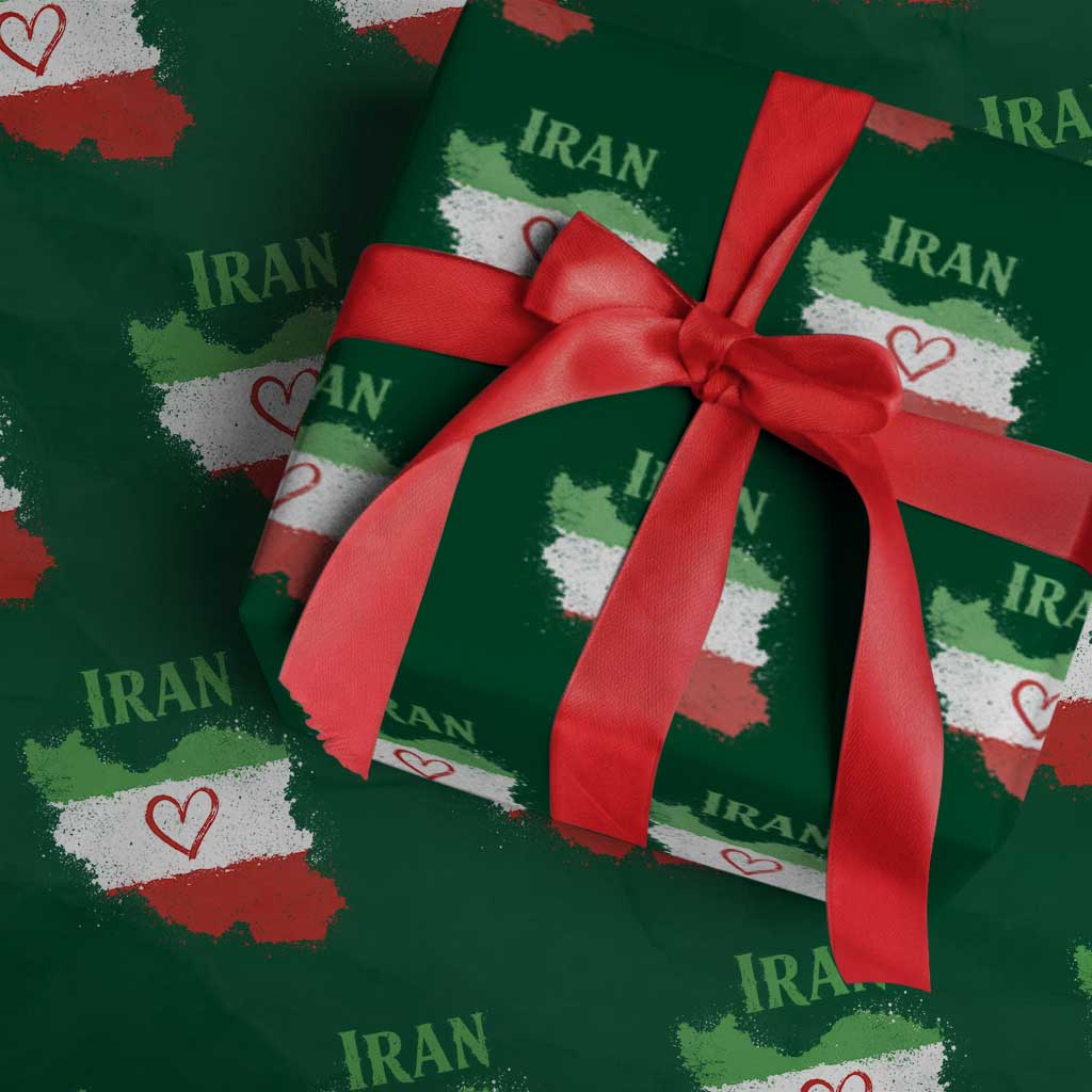 Iran Heart Map Flag Wrapping Paper Roll Retro Vintage Watercolors Freedom Iranian Persian TS10 Green Print Your Wear
