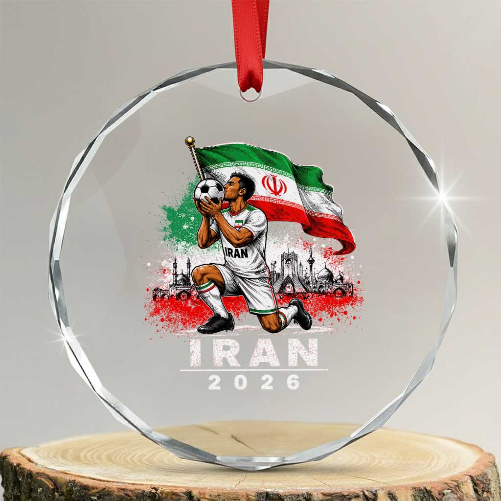 Iran Soccer 2026 Crystal Glass Ornament Retro Vintage Watercolors Iranian Persian World Football Fan TS10 Transparent Glass 3'' Circle Print Your Wear