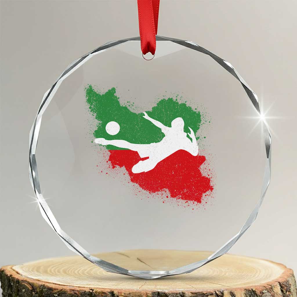 Iran Soccer Crystal Glass Ornament Vintage Watercolors Iran Flag Iranian World Football Fan TS10 Transparent Glass 3'' Circle Print Your Wear