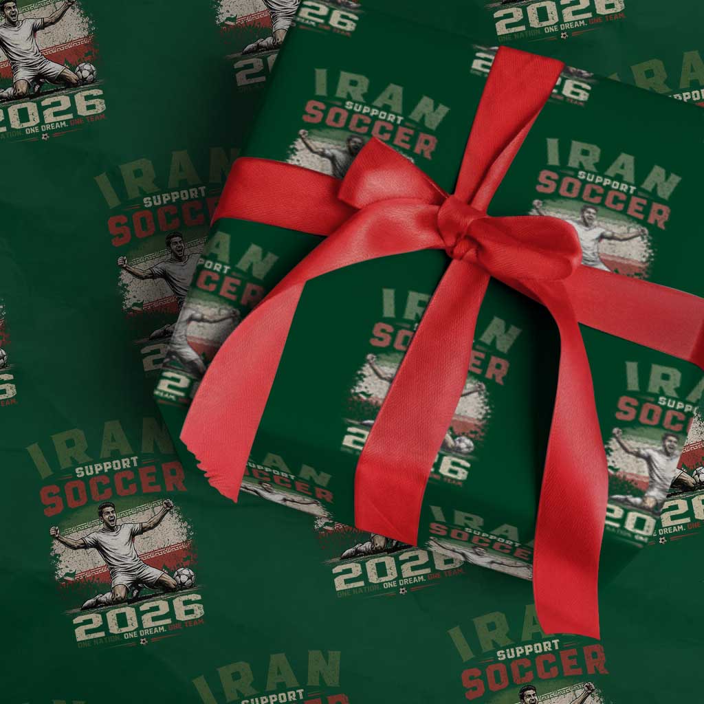 Iran Soccer Fan Gift Wrapping Paper Roll One Nation One Team One Dream