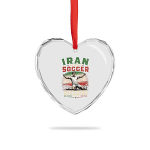 Iran Soccer Fan Gift Heart Crystal Glass Ornament One Nation One Team One Dream