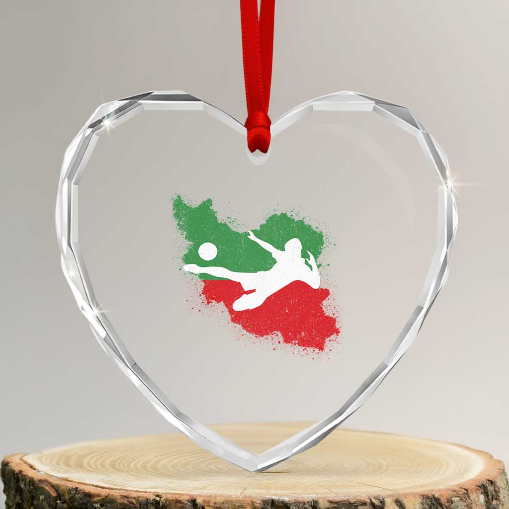 Iran Soccer Heart Crystal Glass Ornament Vintage Watercolors Iran Flag Iranian World Football Fan TS10 Transparent Glass 3'' Heart Print Your Wear