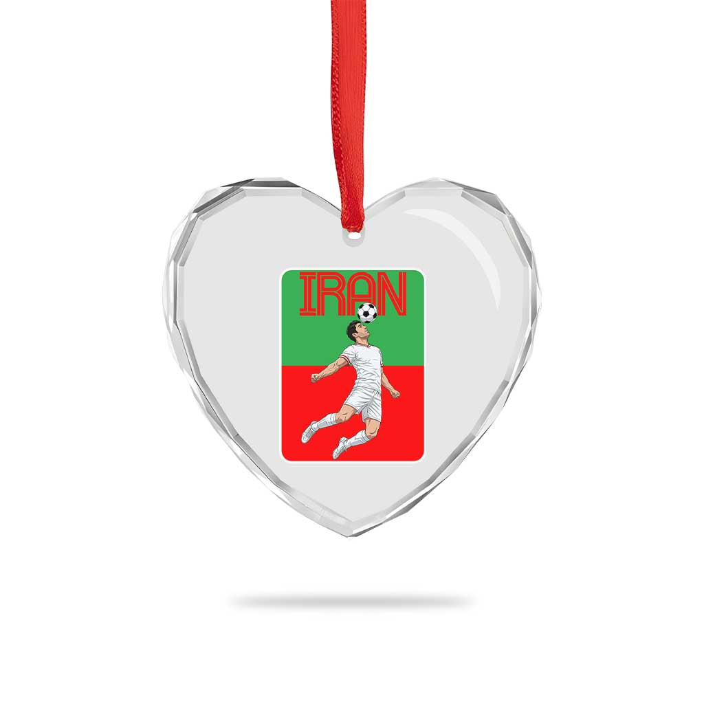 Iran Soccer Lover Heart Crystal Glass Ornament Proud Persian Roots Gift