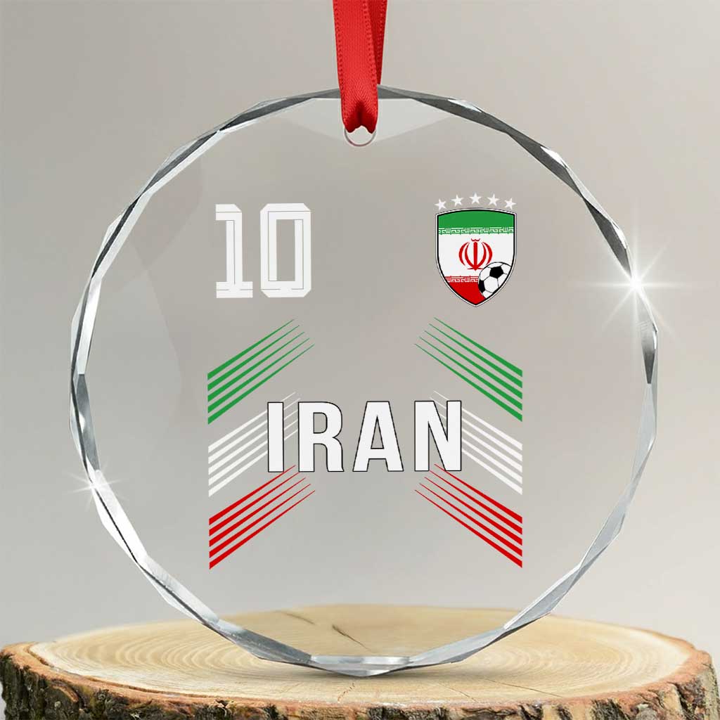 Iran Soccer Sports Graphic Number 10 Jersey Style Crystal Glass Ornament Proud Iranian Football Fans Game Day Pride TS02 Transparent Glass 3'' Circle Print Your Wear