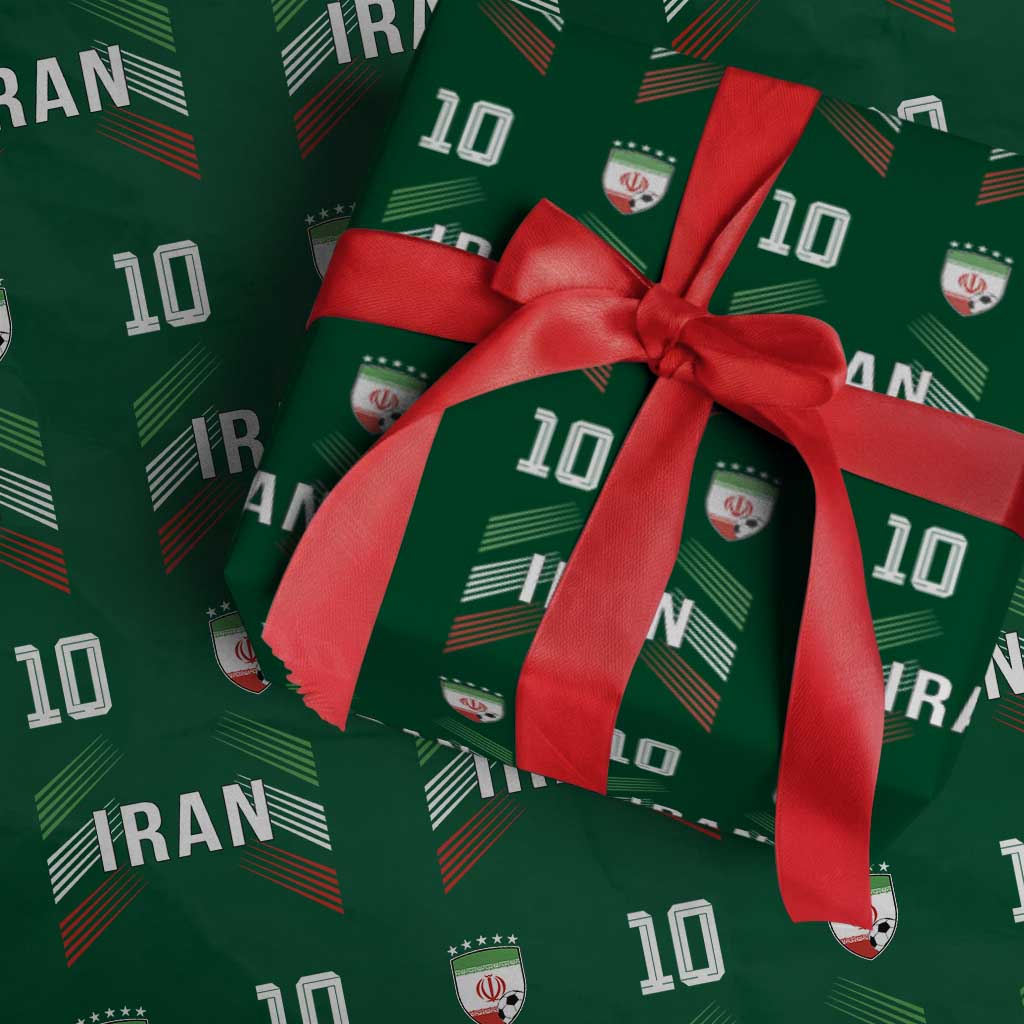 Iran Soccer Sports Graphic Number 10 Jersey Style Wrapping Paper Roll Proud Iranian Football Fans Game Day Pride TS02 Green Print Your Wear