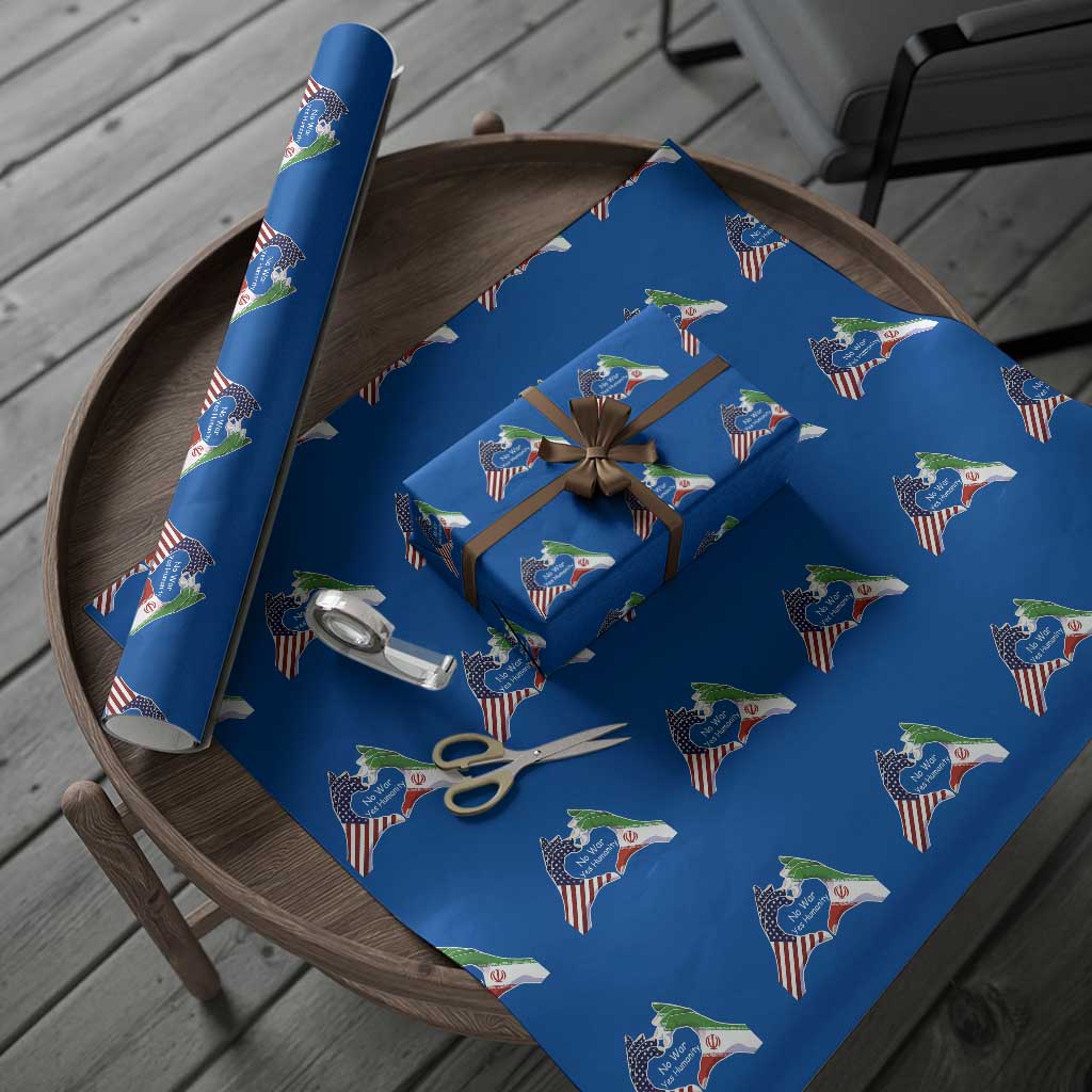Iran Wrapping Paper Roll No War Yes Hummanity Persian American Flag Heart Political Statement TS10 Blue Print Your Wear