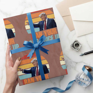 IRan Your Gas Price Up Funny Political Trump Meme Wrapping Paper Roll Retro Sunset Controversial Politics TS02 Mocha Print Your Wear