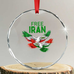 Iranian Flag Peace Doves Crystal Glass Ornament Free Iran Freedom Statement Gift TS12 Transparent Glass 3'' Circle Print Your Wear