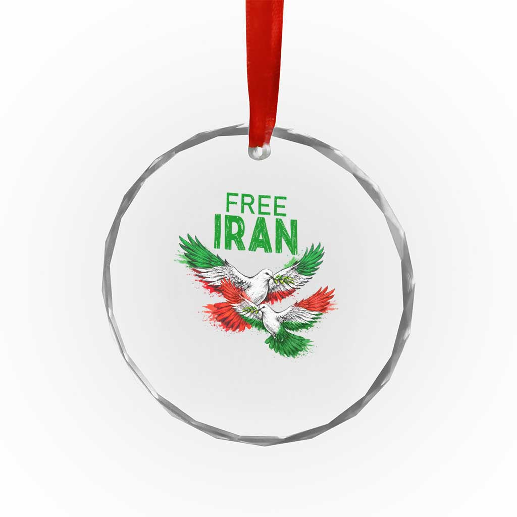 Iranian Flag Peace Doves Crystal Glass Ornament Free Iran Freedom Statement Gift TS12 Print Your Wear