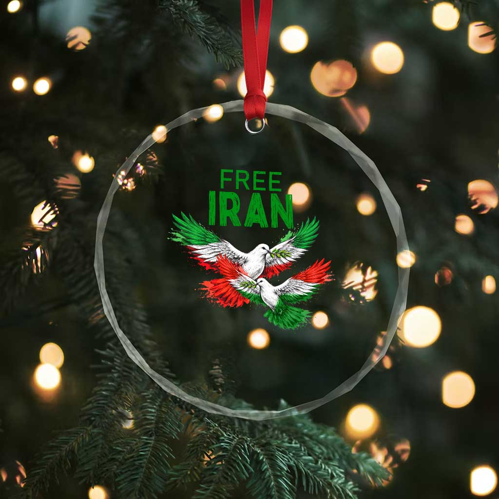 Iranian Flag Peace Doves Crystal Glass Ornament Free Iran Freedom Statement Gift TS12 Print Your Wear
