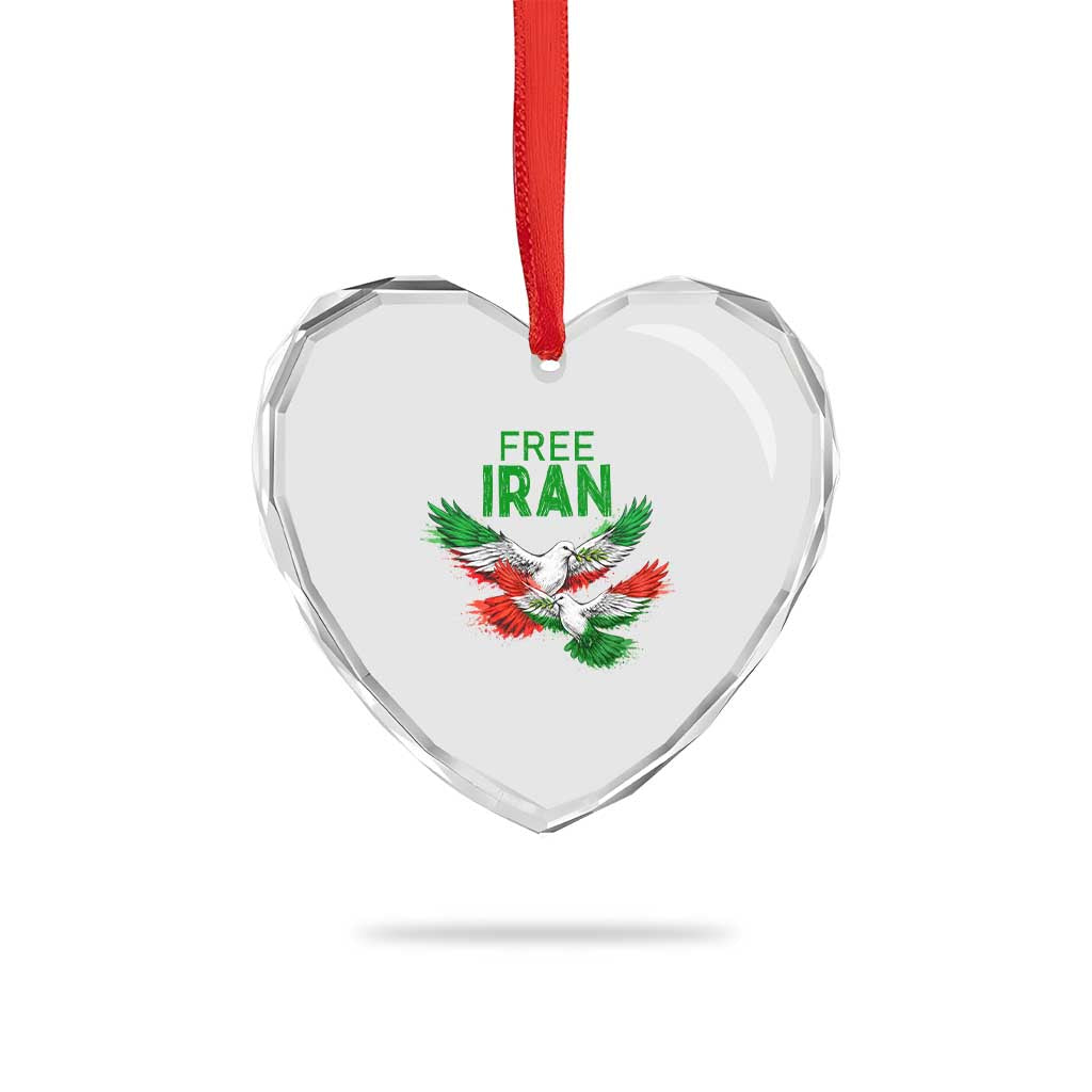 Iranian Flag Peace Doves Heart Crystal Glass Ornament Free Iran Freedom Statement Gift TS12 Print Your Wear