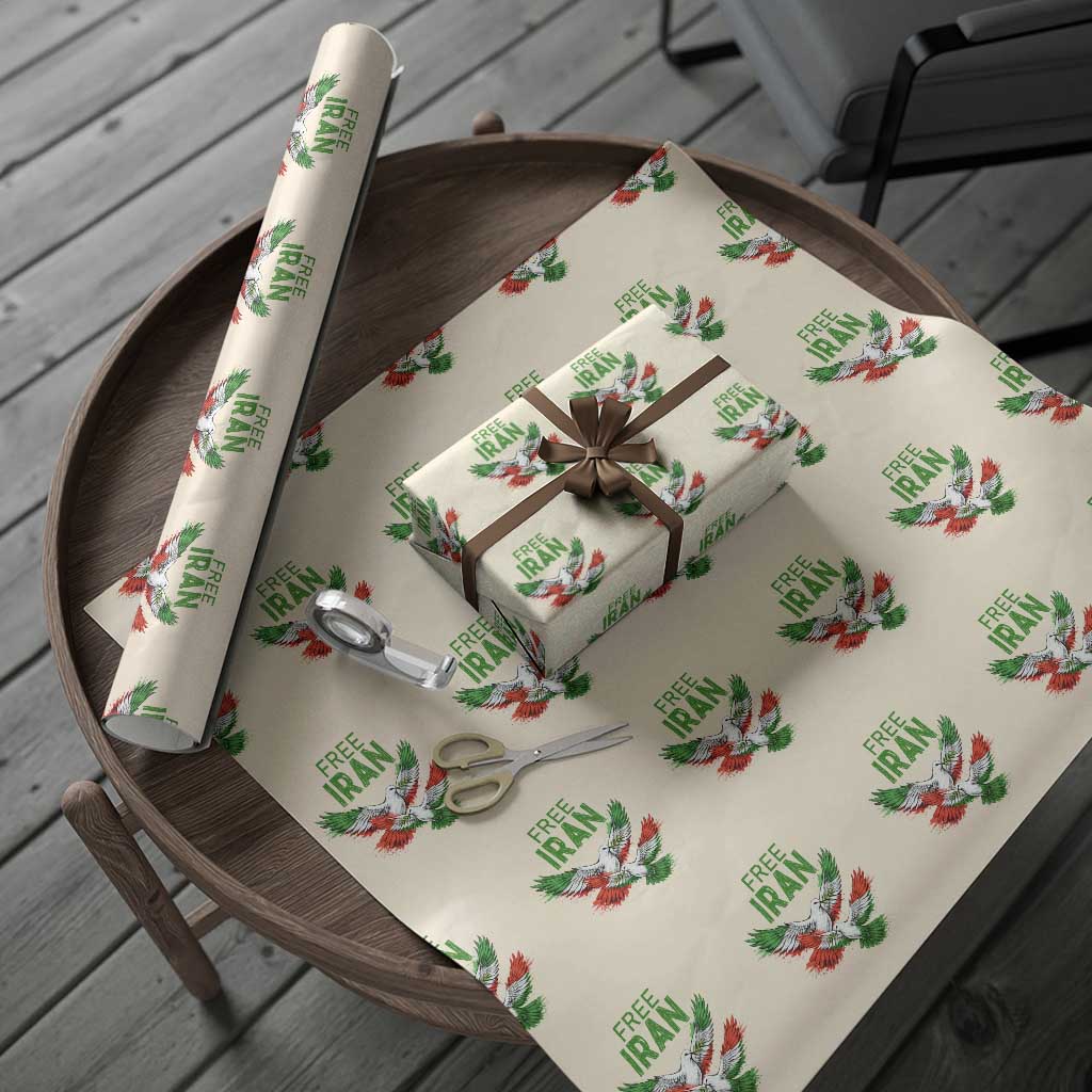 Iranian Flag Peace Doves Wrapping Paper Roll Free Iran Freedom Statement Gift TS12 Beige Print Your Wear
