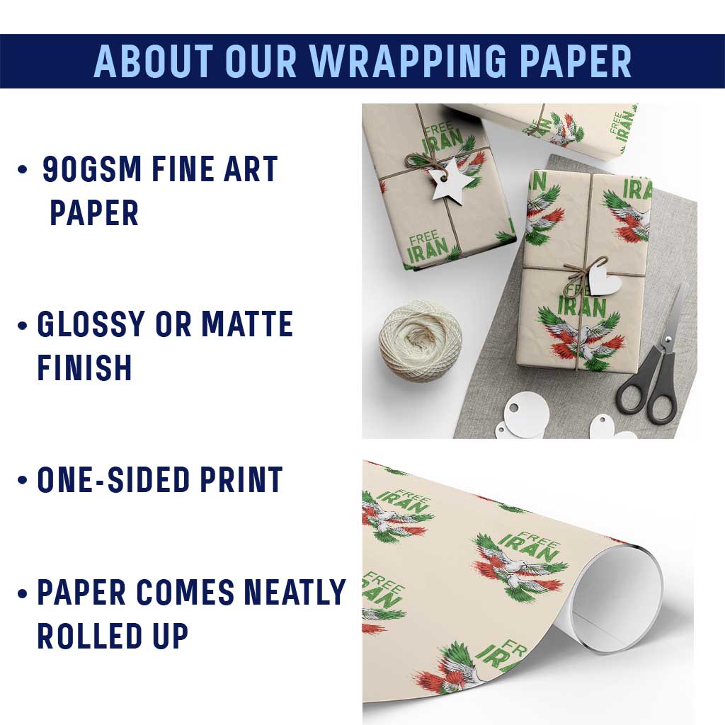 Iranian Flag Peace Doves Wrapping Paper Roll Free Iran Freedom Statement Gift TS12 Print Your Wear