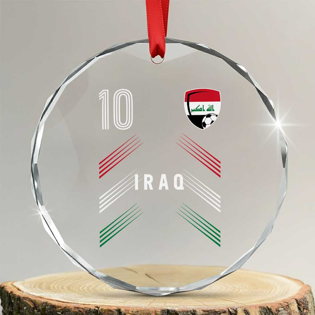 Iraq Soccer Sports Graphic Number 10 Jersey Style Crystal Glass Ornament Proud Iraqi Football Fans Game Day Pride TS02 Transparent Glass 3'' Circle Print Your Wear