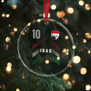 Iraq Soccer Sports Graphic Number 10 Jersey Style Crystal Glass Ornament Proud Iraqi Football Fans Game Day Pride