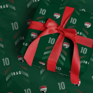 Iraq Soccer Sports Graphic Number 10 Jersey Style Wrapping Paper Roll Proud Iraqi Football Fans Game Day Pride