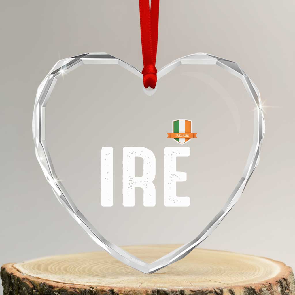 IRE Ireland Matching Group Heart Crystal Glass Ornament Irish Pride St Patricks Day Family or Friends TS02 Transparent Glass 3'' Heart Print Your Wear