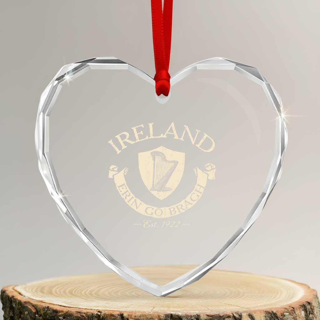 Ireland Erin Go Bragh Est 1922 Heart Crystal Glass Ornament Irish Pride Vintage Harp TS11 Transparent Glass 3'' Heart Print Your Wear