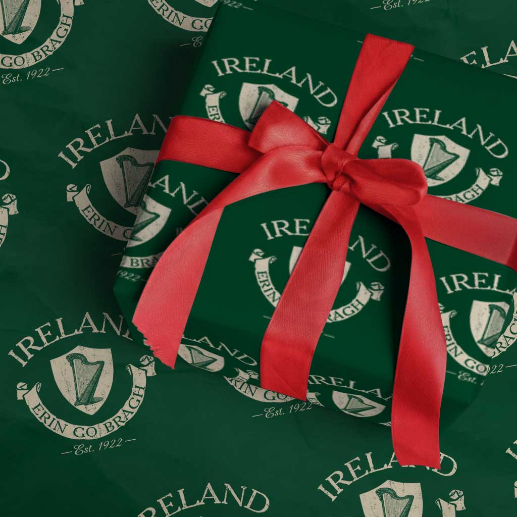 Ireland Erin Go Bragh Est 1922 Wrapping Paper Roll Irish Pride Vintage Harp TS11 Green Print Your Wear