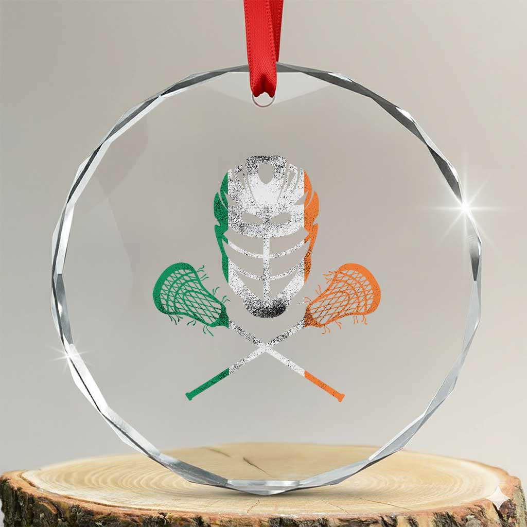 Ireland Lacrosse Crystal Glass Ornament Irish Flag Ireland TS10 Transparent Glass 3'' Circle Print Your Wear