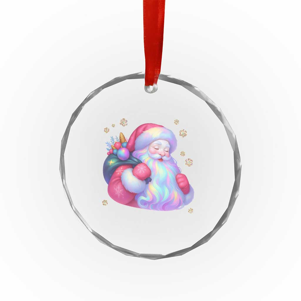 Iridescent Christmas Santa Printed Coquette Xmas Crystal Glass Ornament TS11 Print Your Wear