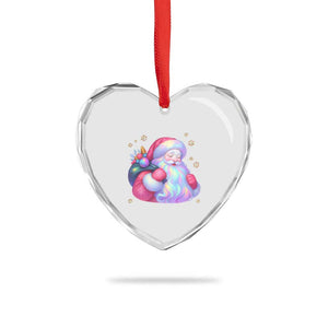 Iridescent Christmas Santa Printed Coquette Xmas Heart Crystal Glass Ornament TS11 Print Your Wear