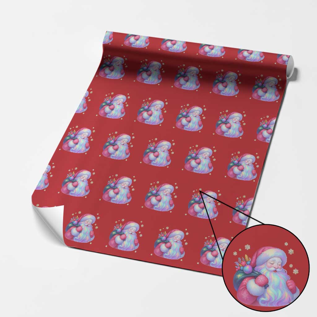 Iridescent Christmas Santa Printed Coquette Xmas Wrapping Paper Roll TS11 Red Print Your Wear