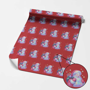Iridescent Christmas Santa Printed Coquette Xmas Wrapping Paper Roll TS11 Red Print Your Wear