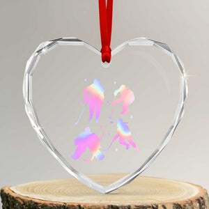 Iridescent Effect Hockey Players Retro Sport Lover Gift Heart Crystal Glass Ornament TS12 Transparent Glass 3'' Heart Print Your Wear
