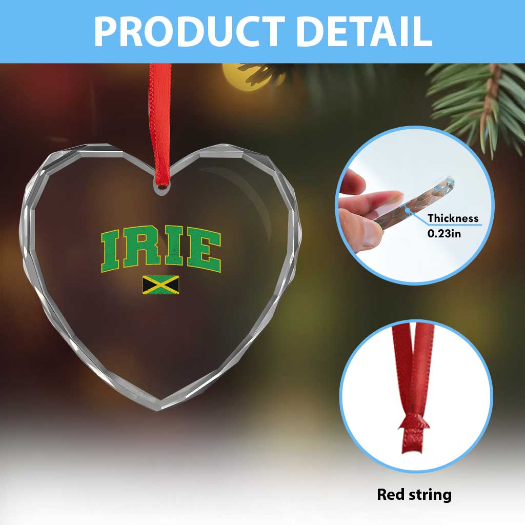 Irie Jamaican Rasta Heart Crystal Glass Ornament Funny Jamaica Jamaican Flag Rasta Reggae Roots TS10 Print Your Wear