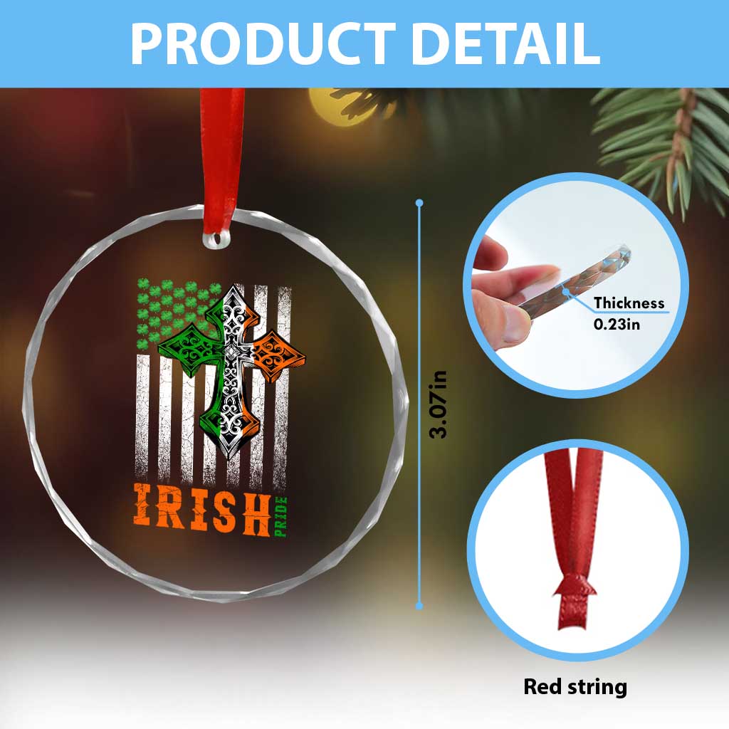 Irish American Pride Celtic Cross USA Flag Crystal Glass Ornament St Patricks Day Gift TS12 Print Your Wear