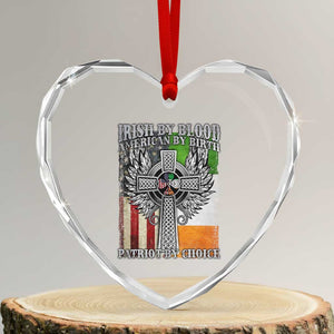Irish Americans Heart Crystal Glass Ornament Irish By Blood American By Birth Patriot By Choice Celtic Cross TS11 Transparent Glass 3'' Heart Print Your Wear