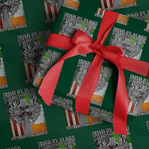 Irish Americans Wrapping Paper Roll Irish By Blood American By Birth Patriot By Choice Celtic Cross TS11 Green Print Your Wear