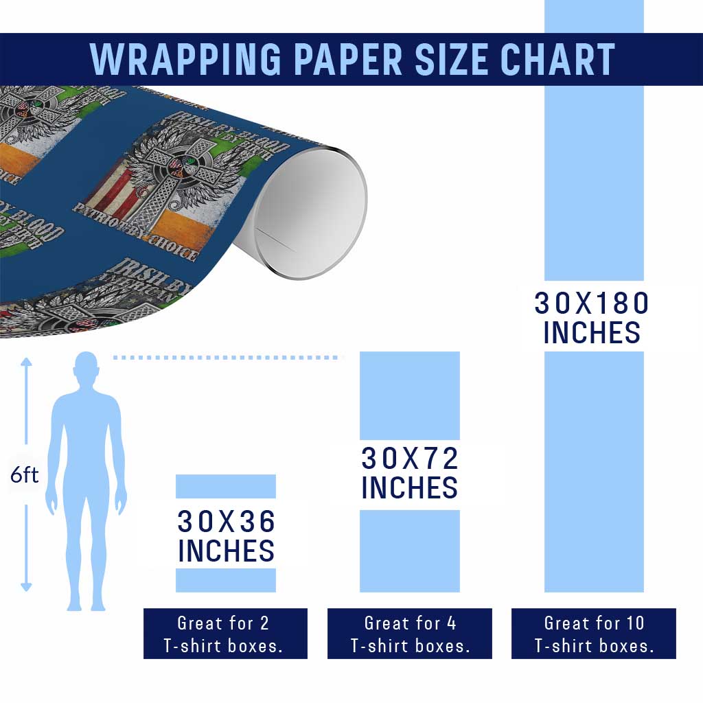 Irish Americans Wrapping Paper Roll Irish By Blood American By Birth Patriot By Choice Celtic Cross TS11 Print Your Wear