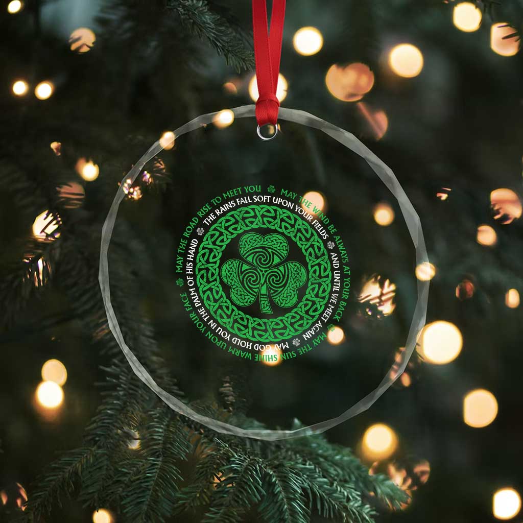 Irish Blessing May The Road Rise To Meet You Crystal Glass Ornament Celtic Knot Shamrock TS11 Print Your Wear