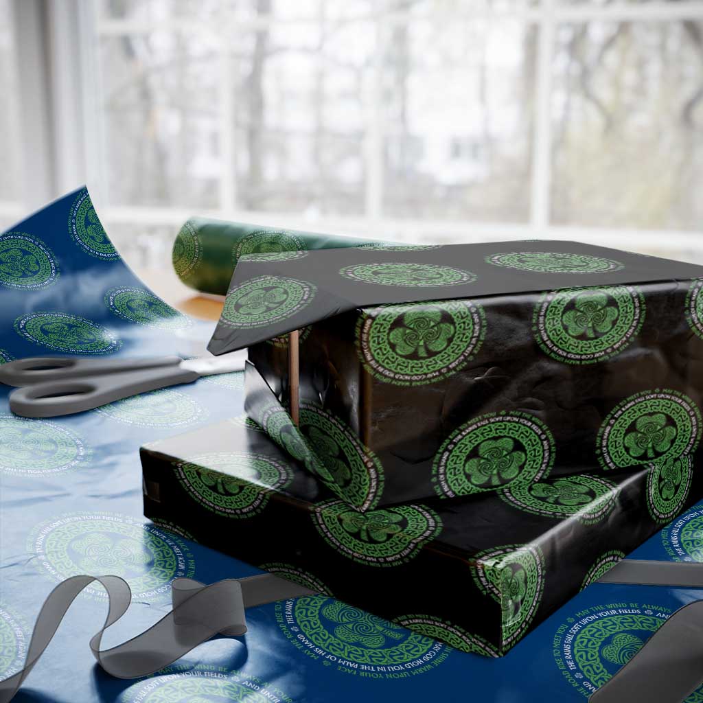 Irish Blessing May The Road Rise To Meet You Wrapping Paper Roll Celtic Knot Shamrock TS11 Black Print Your Wear