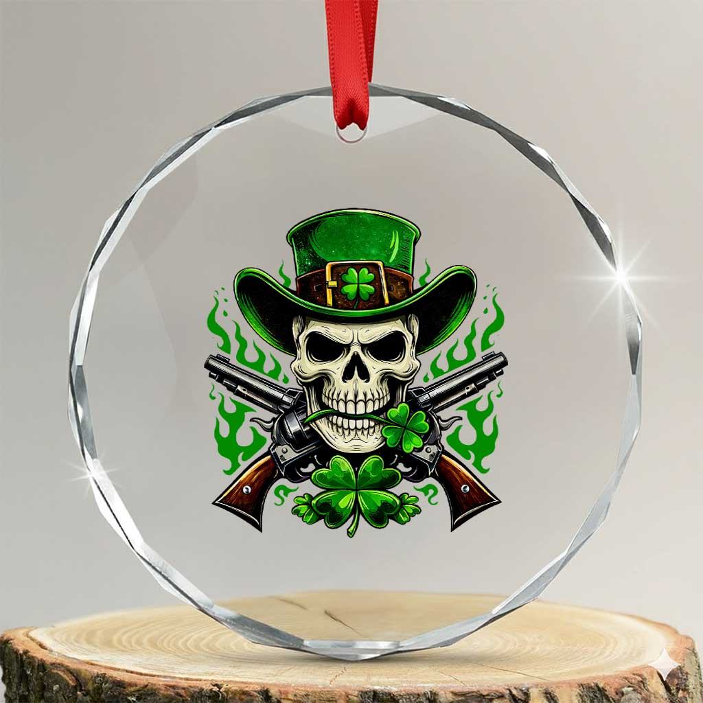 Irish Cowboy Skeleton Crystal Glass Ornament St Patricks Day Party Gift TS12 Transparent Glass 3'' Circle Print Your Wear