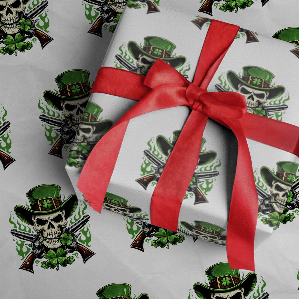 Irish Cowboy Skeleton Wrapping Paper Roll St Patricks Day Party Gift TS12 White Print Your Wear