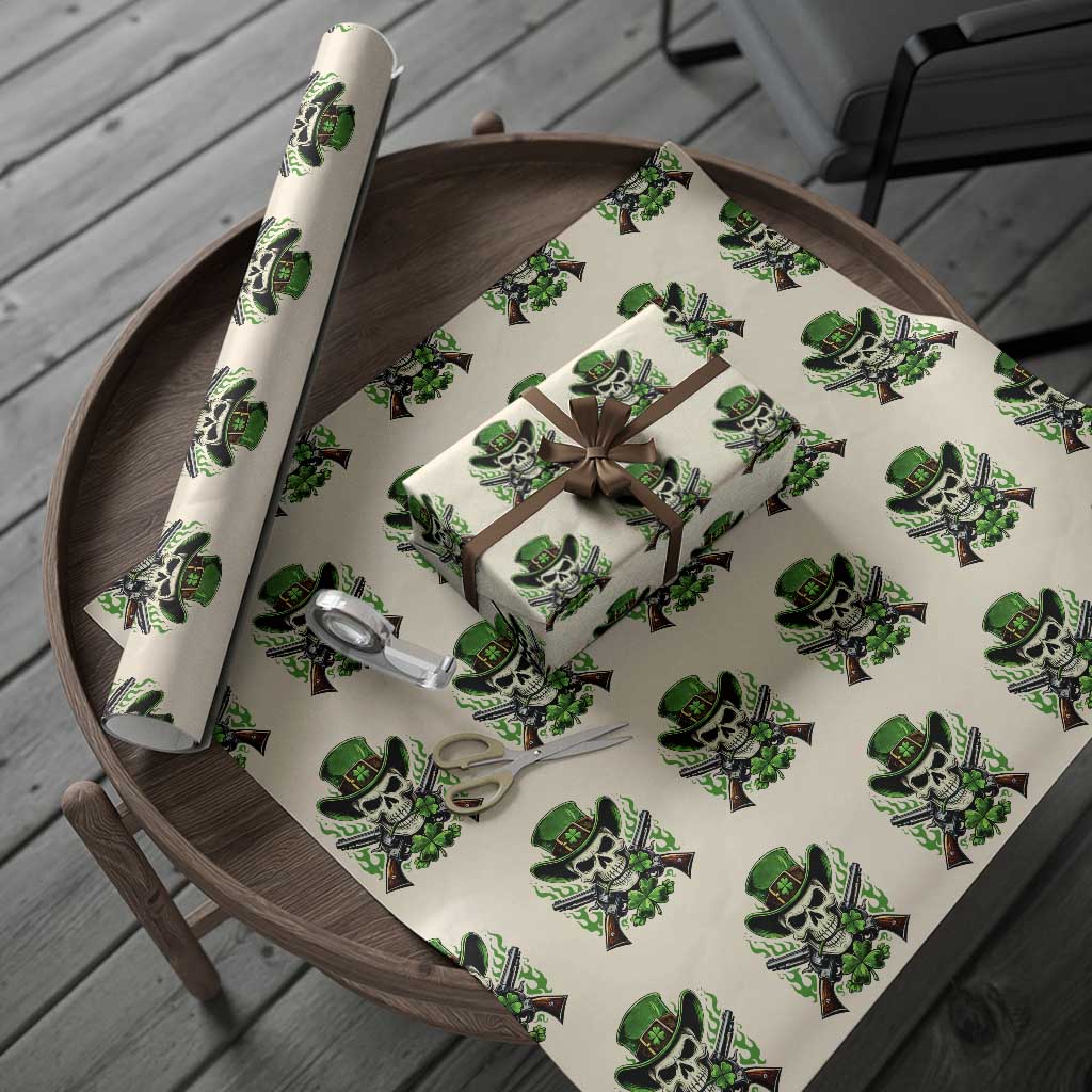 Irish Cowboy Skeleton Wrapping Paper Roll St Patricks Day Party Gift TS12 Beige Print Your Wear