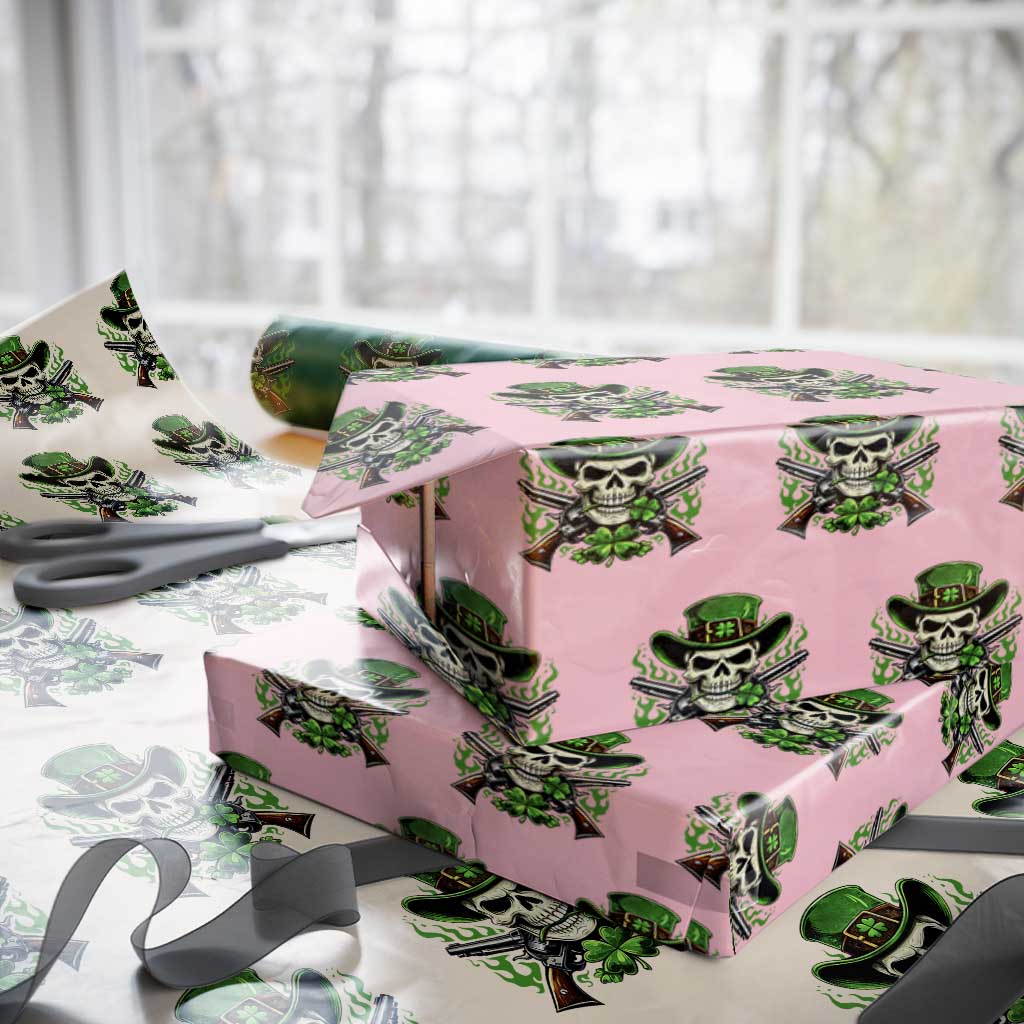 Irish Cowboy Skeleton Wrapping Paper Roll St Patricks Day Party Gift TS12 Light Pink Print Your Wear