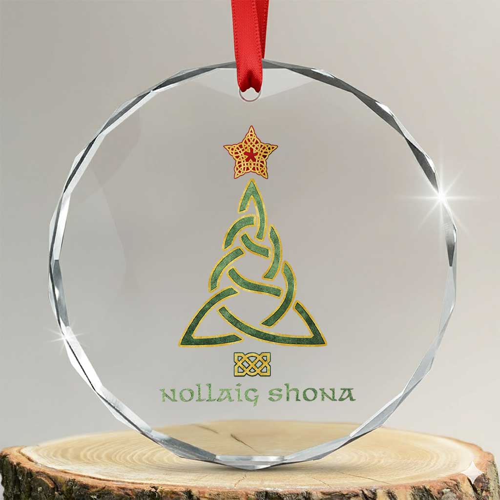 Irish Gaelic Christmas Nollaig Shona Crystal Glass Ornament Celtic Knot Christmas Tree - Print Your Wear