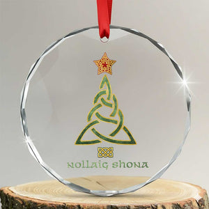 Irish Gaelic Christmas Nollaig Shona Crystal Glass Ornament Celtic Knot Christmas Tree - Print Your Wear