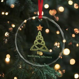 Irish Gaelic Christmas Nollaig Shona Crystal Glass Ornament Celtic Knot Christmas Tree - Print Your Wear