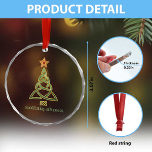 Irish Gaelic Christmas Nollaig Shona Crystal Glass Ornament Celtic Knot Christmas Tree - Print Your Wear