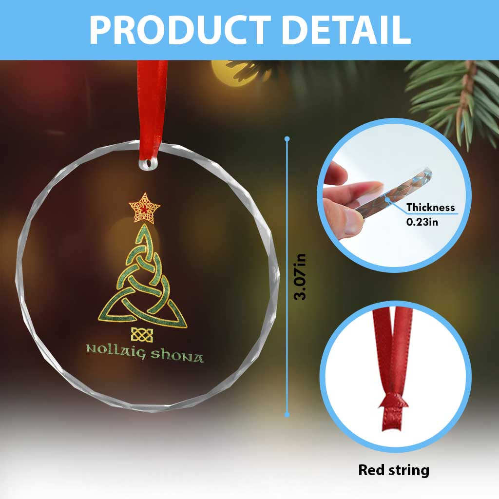 Irish Gaelic Christmas Nollaig Shona Crystal Glass Ornament Celtic Knot Christmas Tree TS11 Print Your Wear