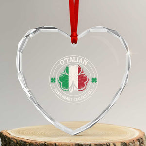 Irish Italian Pride Heart Crystal Glass Ornament O'Talian Irish Heart Italian Soul St Patricks Day TS11 Transparent Glass 3'' Heart Print Your Wear
