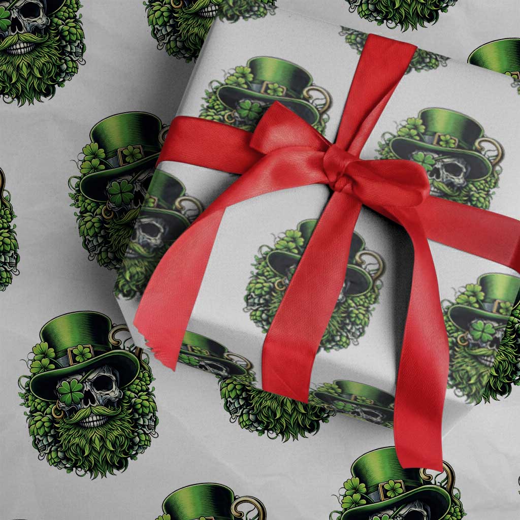 Irish Leprechaun Skull Wrapping Paper Roll St Patricks Day Party Gift TS12 White Print Your Wear